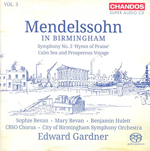 CD cover for Mendelssohn’s Symphony No. 2 with a coastal scene illustration.