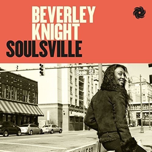 Beverley Knight's "Soulsville" CD cover featuring her on a city street near Beale St.
