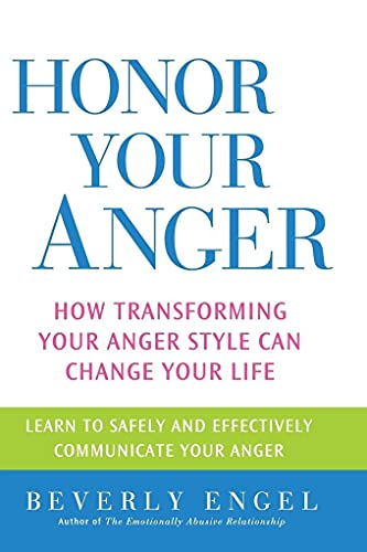 Book cover with large blue and pink text: "Honor Your Anger" by Beverly Engel.