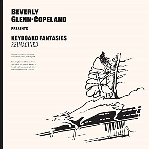 CD cover for Beverly Glenn-Copeland’s “Keyboard Fantasies Reimagined” with sketched landscape.