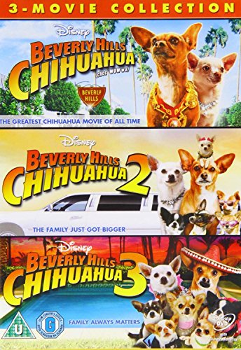 DVD box set cover featuring three Beverly Hills Chihuahua movies with various small dogs.