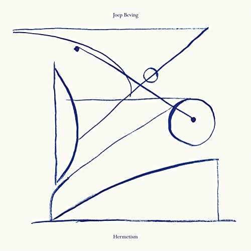 Album cover for Joep Beving's "Hermetism" featuring abstract blue line art.