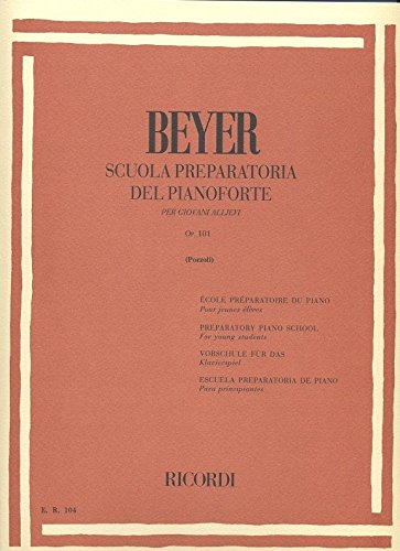 Red cover of "Scuola Preparatoria Del Pianoforte Op. 101" sheet music.