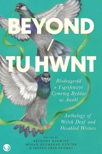 Book cover: pigeons in flight with text “Beyond / Tu Hwnt” and anthology title.