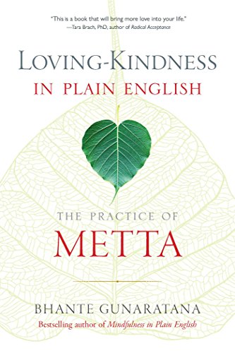 Book cover with title "Loving-Kindness in Plain English" and a green leaf.