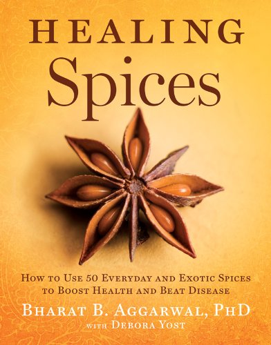 Book cover: "Healing Spices" with a star anise image.