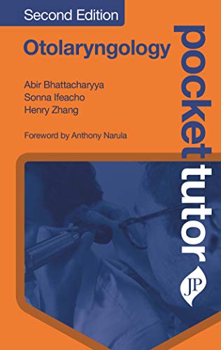 Blue and orange book cover for "Pocket Tutor Otolaryngology" with medical image.