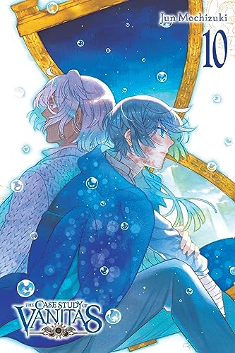 Manga volume 10 cover with two young men and ornate blue framing.