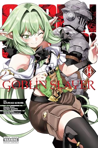 “Goblin Slayer” volume 14 cover: armored hero with a green-haired elf.