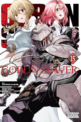 Manga cover featuring armored Goblin Slayer with two female characters.