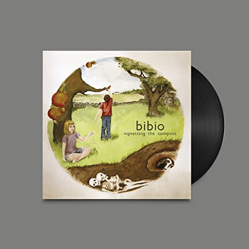 Vinyl record with painted cover depicting children in a surreal landscape.