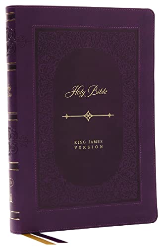 Purple King James Version Bible with gold lettering and decorative embossed cover details.