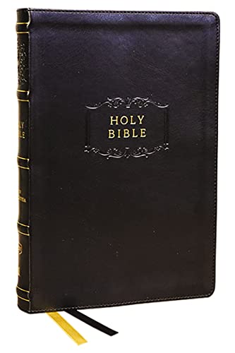 Black leathersoft Bible with gold edging and a ribbon bookmark.