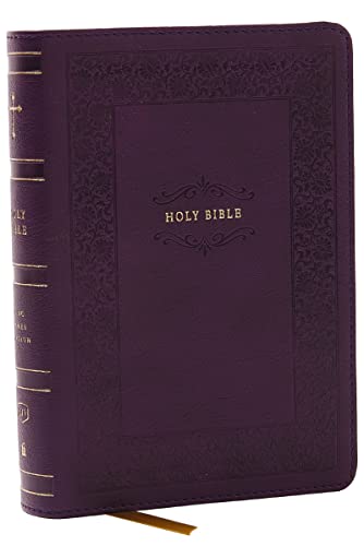 Purple leathersoft KJV Holy Bible with gold lettering and decorative embossed cover.