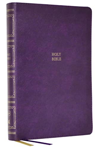 Purple leathersoft Bible with gold edging and the words "HOLY BIBLE".