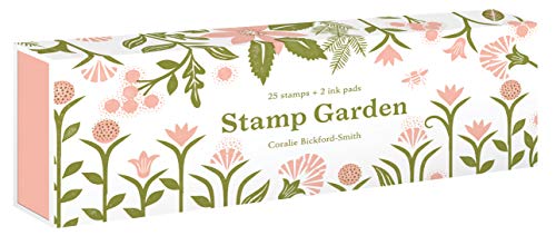 Rectangular "Stamp Garden" box with floral illustrations and pink accents.