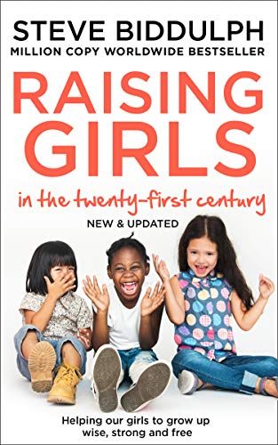 Book cover with title “Raising Girls” and three smiling young girls.