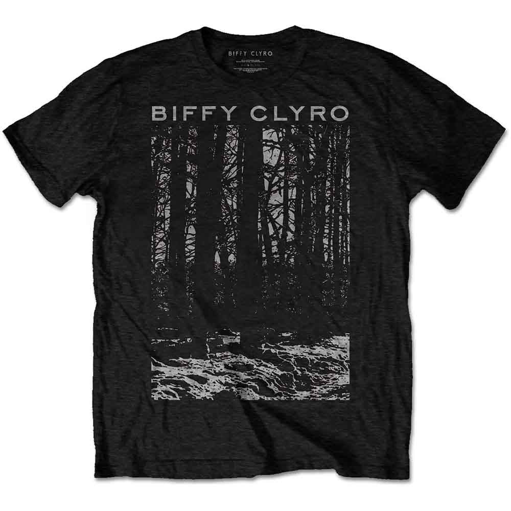 Black Biffy Clyro t-shirt with a grey forest graphic.