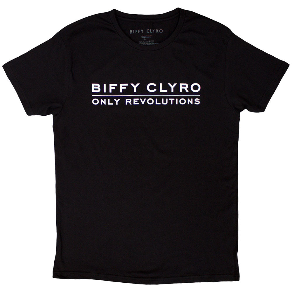 Black unisex t-shirt featuring the Biffy Clyro Only Revolutions album cover artwork.