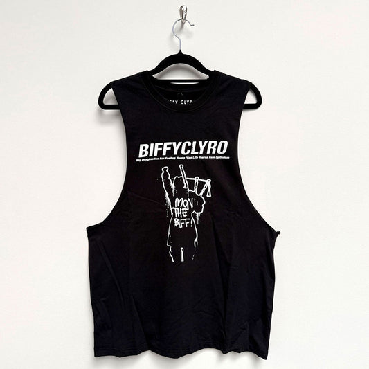 Black unisex t-shirt with Biffy Clyro Big Imagination graphic print on the front.