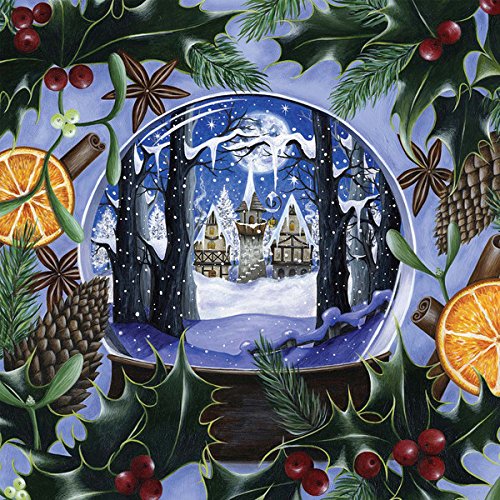 A Christmas album cover featuring a snow globe with a winter village scene inside.