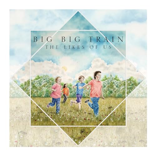 Album cover: children running in a field under a cloudy sky.