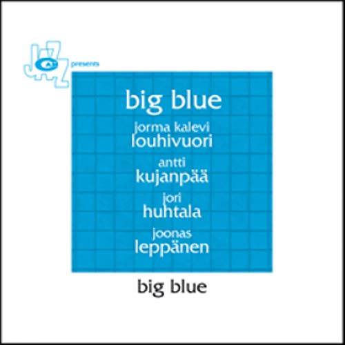 CD cover for “Big Blue” with blue grid background and white text.