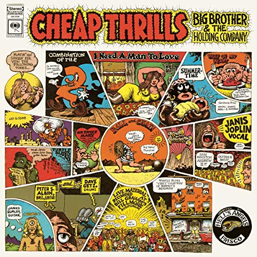 Colorful comic-style album cover for Big Brother & The Holding Company’s “Cheap Thrills.”
