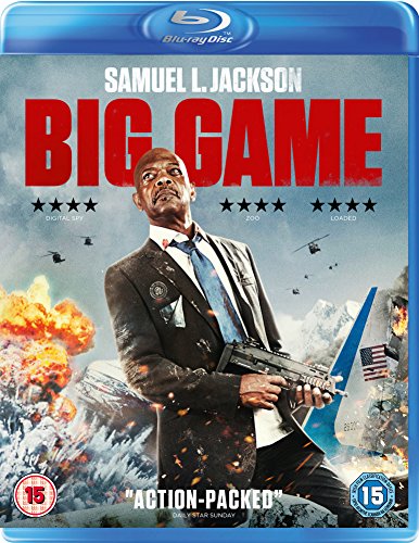 Blu-ray cover for "Big Game" featuring Samuel L. Jackson with explosions.