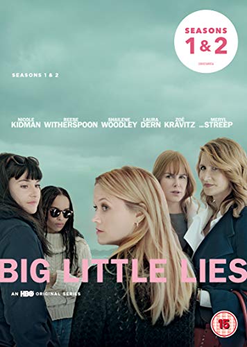 DVD cover for “Big Little Lies” seasons 1 & 2, featuring five women.