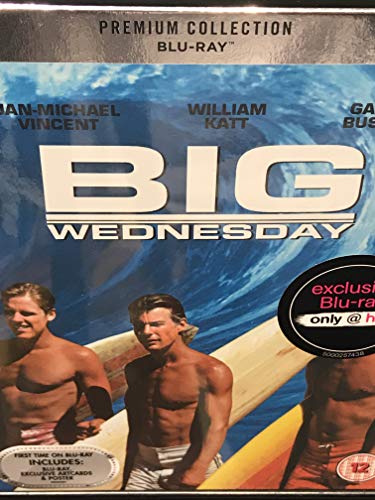 Big Wednesday" Blu-ray cover with surfers and large white title text.