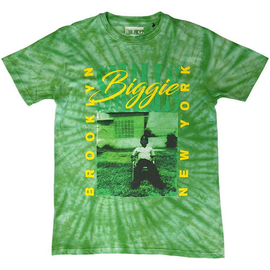 A medium grey unisex t-shirt featuring a graphic print of Biggie Smalls.