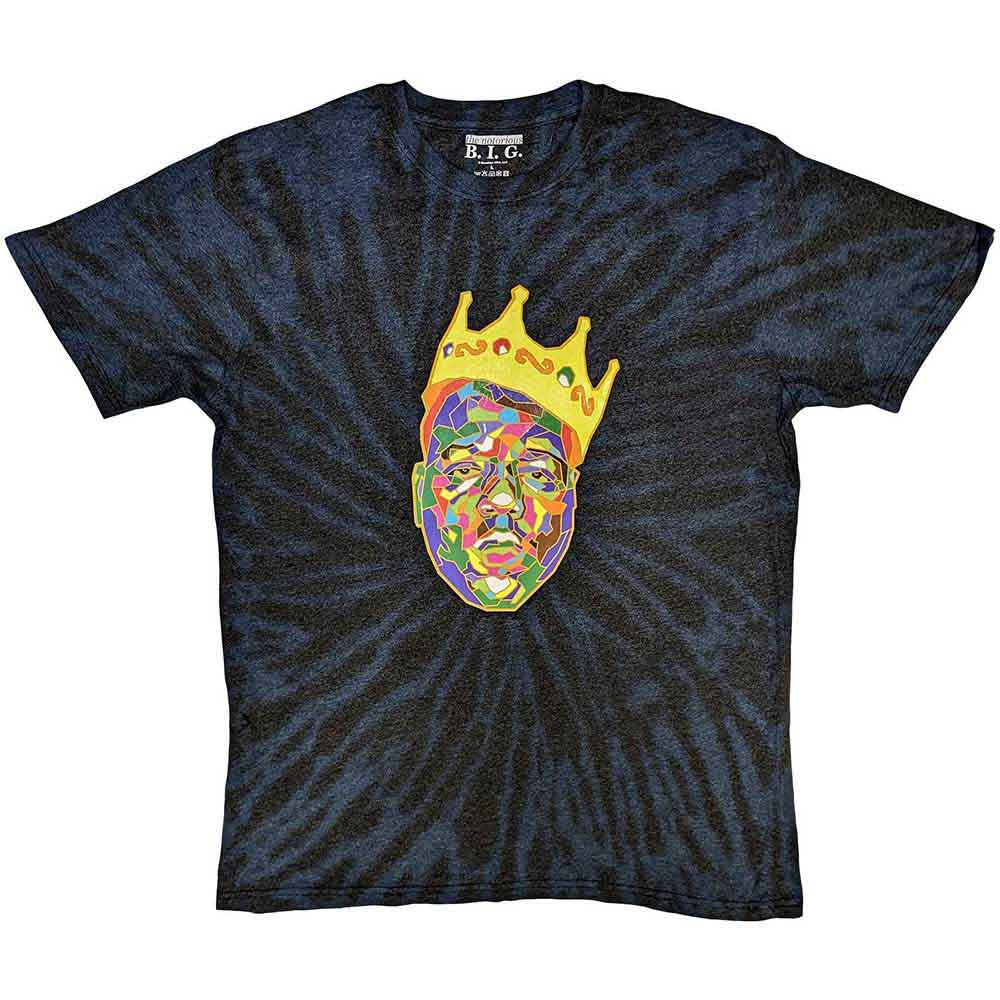 Unisex X-Large T-shirt featuring a Biggie Smalls graphic with a dip-dye crown design.
