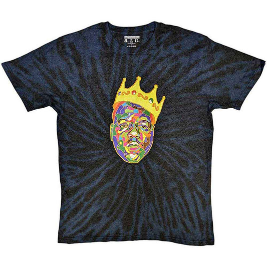 Unisex X-Large T-shirt featuring a Biggie Smalls graphic with a dip-dye crown design.