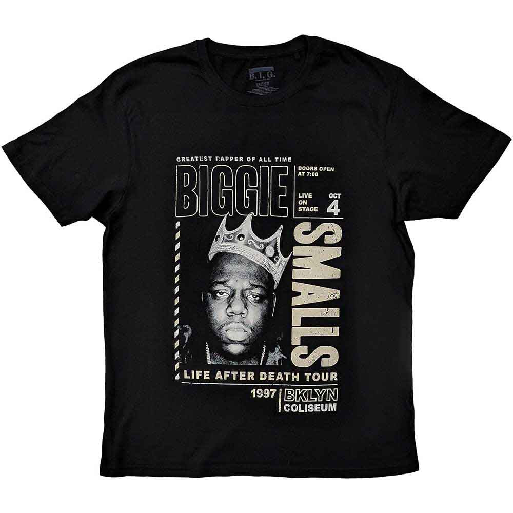 Black t-shirt featuring Biggie Smalls “Life After Death” tour artwork, size small.