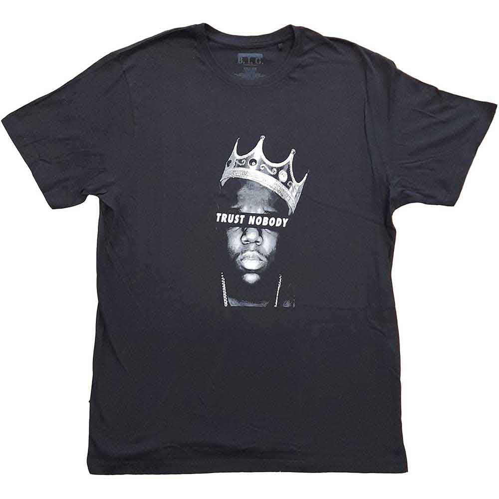 X-large unisex t-shirt featuring a graphic of Biggie Smalls and text "Trust Nobody".