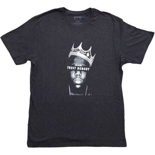 X-large unisex t-shirt featuring a graphic of Biggie Smalls and text "Trust Nobody".