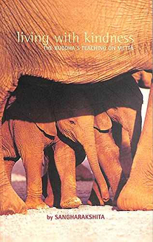 Book cover with elephants, title “Living with Kindness” and author Sangharakshita.