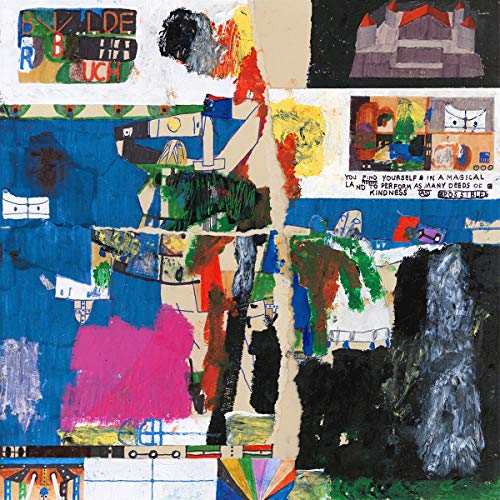 "Vibrant abstract art collage with mixed media elements and bold colors on a textured background."