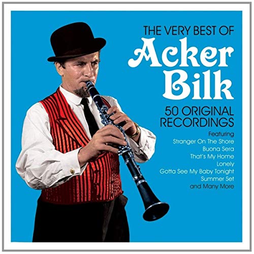Acker Bilk album cover featuring a man playing a clarinet in a hat.