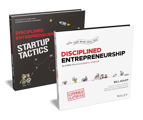 Two business books, “Disciplined Entrepreneurship” and “Startup Tactics,” stacked together.