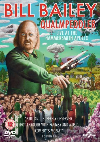 Bill Bailey on DVD cover with surreal background and crowd of people below.