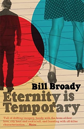 Book cover: man and woman’s legs with abstract shapes, title “Eternity Is Temporary”.