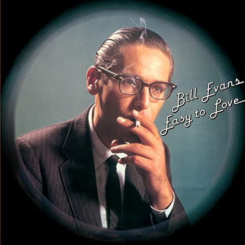 Bill Evans portrait on album cover, smoking a cigarette, in a circle.