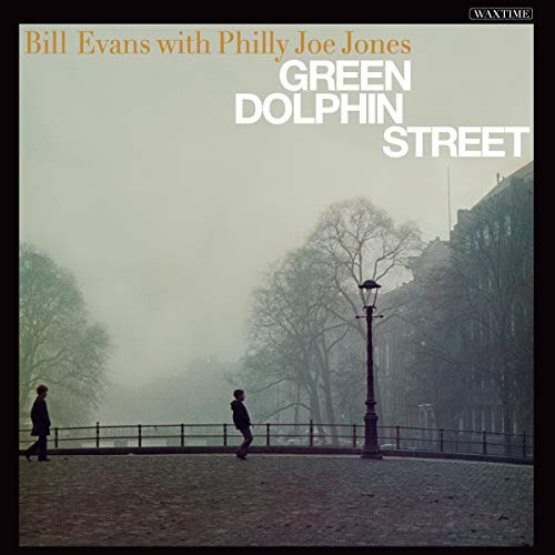 Bill Evans’ “Green Dolphin Street” vinyl album cover with a foggy street scene.