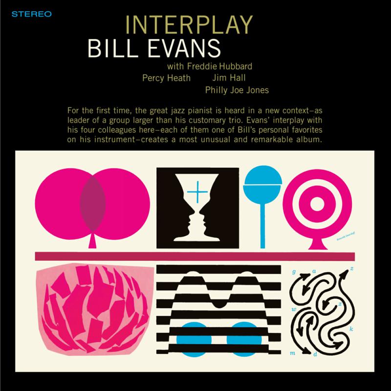 Bill Evans’ “Interplay” vinyl album cover with abstract geometric shapes.