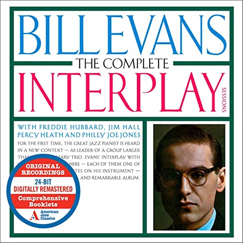 CD cover for Bill Evans’ “The Complete Interplay Sessions” with musician portrait.
