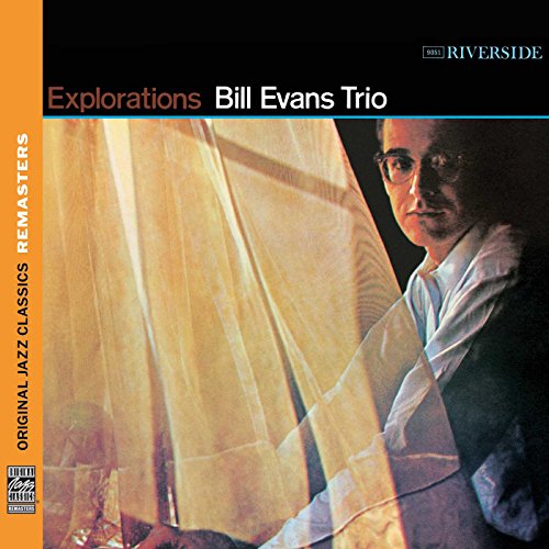 CD cover for Bill Evans Trio’s “Explorations” featuring a portrait.