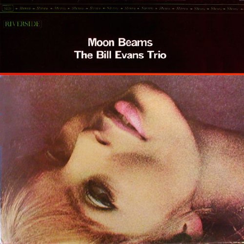 Record album cover for Bill Evans Trio’s “Moon Beams,” featuring a face.