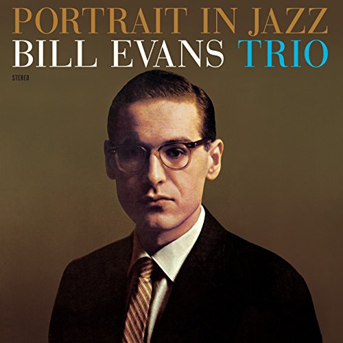 Man in suit and glasses on brown background with text about jazz music.
